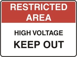 RESTRICTED AREA - HIGH VOLTAGE – Part No. AD 21
